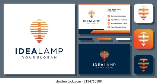 Initial Letter I Light Bulb Lamp Idea Electric Creative Innovation Vector Logo Design with Business Card