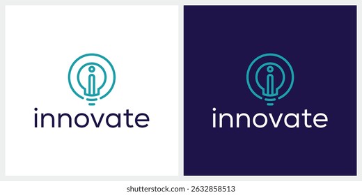 initial letter I light bulb logo design vector template