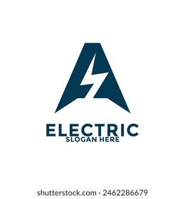 Letra inicial A con logotipo de Rayo, Vector de logotipo eléctrico, Vector de logotipo de energía de Thunderbolt creativo