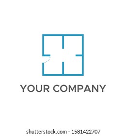 Initial Letter Line sketch of house logo design