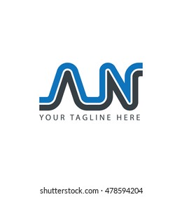 Initial Letter AN Linked Capital Logo Blue Black