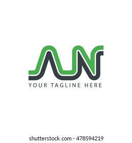 Initial Letter AN Linked Capital Logo Green Black