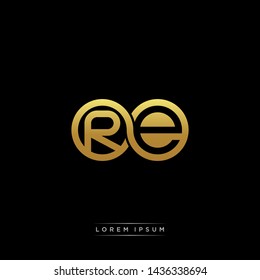 RE initial letter linked circle capital monogram logo modern template