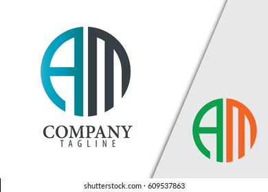 Initial Letter AM With Linked Circle Logo