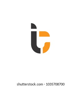Initial Letter it Linked Circle Lowercase Logo Black Orange Icon Design Template Element