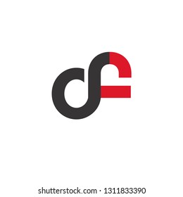 Initial Letter OF Linked Circle Lowercase Logo Black Red Icon Design Template Element - Vector