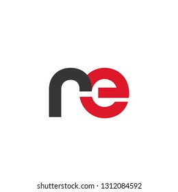 Initial Letter RE Linked Circle Lowercase Logo Black Red Icon Design Template Element - Vector