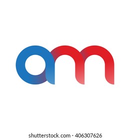 initial letter am linked circle lowercase logo blue red