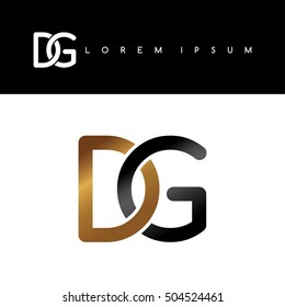 initial letter linked circle uppercase logo gold black background