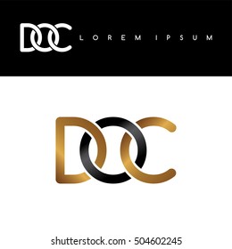 initial letter linked circle uppercase logo gold black background