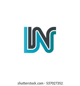 Initial Letter IN Linked Design Logo Blue Black