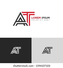 Initial Letter AT linked inside square uppercase overlap modern logo design template. Suitable for business, consulting group company