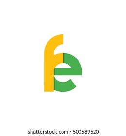 Initial Letter Linked Isolated Lowercase Logo Yellow Green