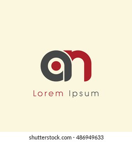 an initial letter linked lowercase logo. a and n vector template design.