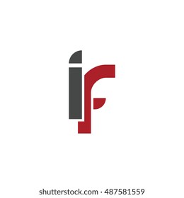 if initial letter linked lowercase logo. i and f vector template design.