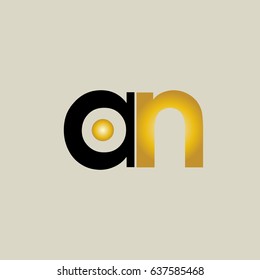 an initial letter linked lowercase logo. a and n vector template design.