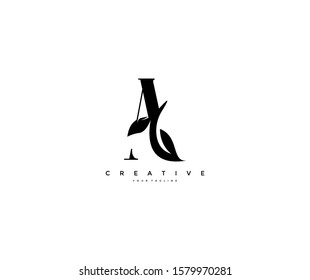 Initial Letter A Linked Monogram Nature Leaf Logotype