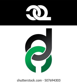 initial letter linked overlapped uppercase logo green black