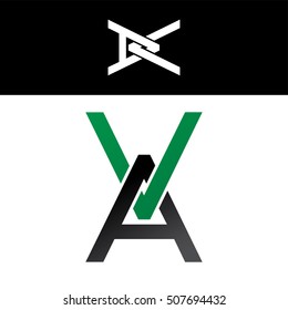 initial letter linked overlapped uppercase logo green black