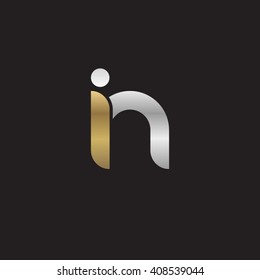 initial letter in linked round lowercase logo gold silver black background