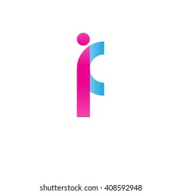 initial letter if linked round lowercase logo pink blue