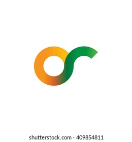 initial letter or linked round lowercase logo orange green