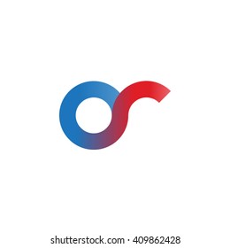 initial letter or linked round lowercase logo blue red