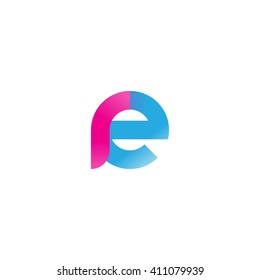 initial letter re linked round lowercase logo pink blue