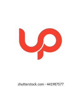 initial letter up linked round lowercase logo red