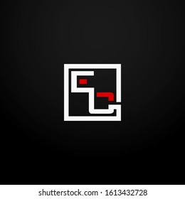 Initial letter EG linked square logo white and red color. Corporate identity design template element. Industry, finance, bank logotype. Square group, technology interaction, network integrate concept.