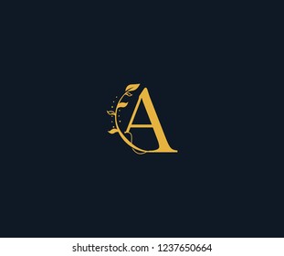 Initial A Letter Linked Swoosh Half Round Leaf Monogram Logotype