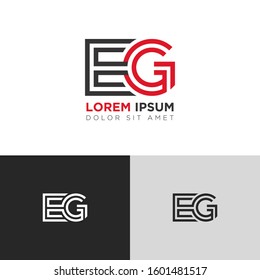 Initial Letter EG linked uppercase overlap modern logo design template. Suitable for business, consulting group company