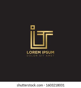 Initial Letter IT linked uppercase overlap modern gold logo vector design template. Suitable for business, consulting group company.