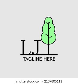 Initial letter LJ with green tree logo. Minimal, simple and unique.