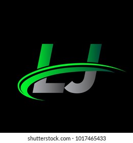 initial letter LJ logotype company name colored green and black swoosh design. vector logo for business and company identity.