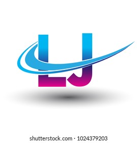 initial letter LJ logotype company name colored blue and magenta swoosh design. vector logo for business and company identity.
