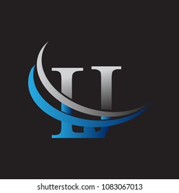 initial letter LJ logotype company name colored blue and grey swoosh design. vector logo for business and company identity.