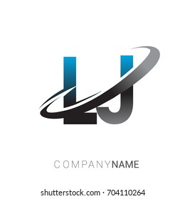 initial letter LJ logotype company name colored blue and grey swoosh design. logo design for business and company identity.