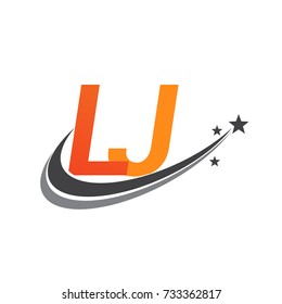 initial letter LJ logotype company name colored orange and grey swoosh star design. vector logo for business and company identity.