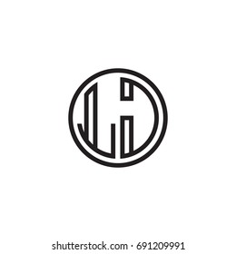 Initial letter LJ, minimalist line art monogram circle logo, black color