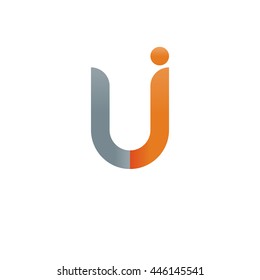 initial letter lj modern linked circle round lowercase logo orange gray