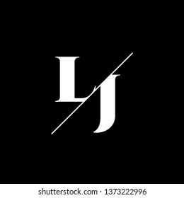 Initial Letter LJ Monogram Sliced. Logo template isolated on black background