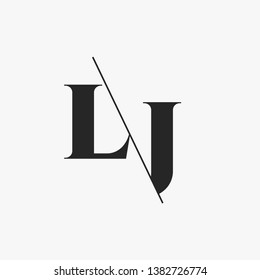 Initial Letter LJ Monogram Sliced. Modern logo template isolated on gray background