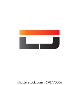 Initial letter LJ, straight linked line bold logo, gradient fire red black colors