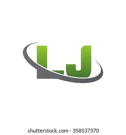 initial letter LJ swoosh ring company logo green gray