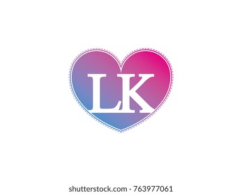 the initial letter LK in the heart symbol as a logo, sign and decoration