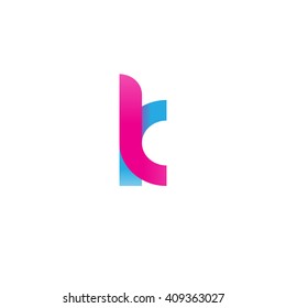 initial letter lk linked round lowercase logo pink blue