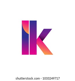 Initial Letter LK Logo Lowercase, magenta and orange, Modern and Simple Logo Design.