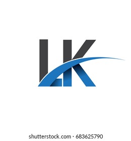 initial letter LK logotype company name colored blue and grey swoosh design. vector logo for business and company identity.
