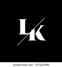 Initial Letter LK Monogram Sliced. Logo template isolated on black background